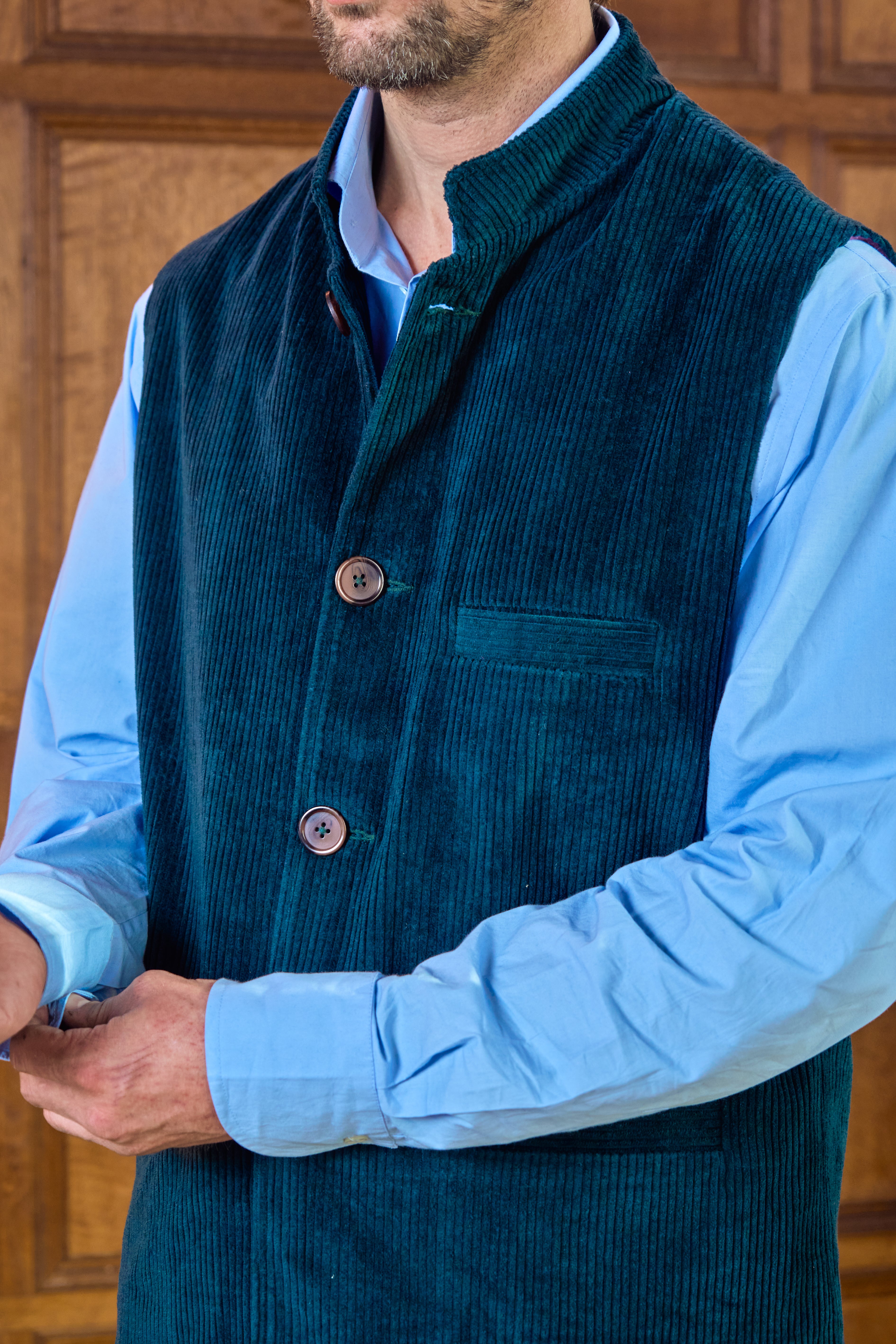 Men's Green Cord Waistcoat