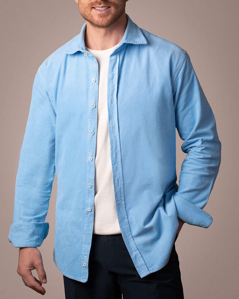 Buy Men's Cord Blue Shirts from Everett London UK online shop