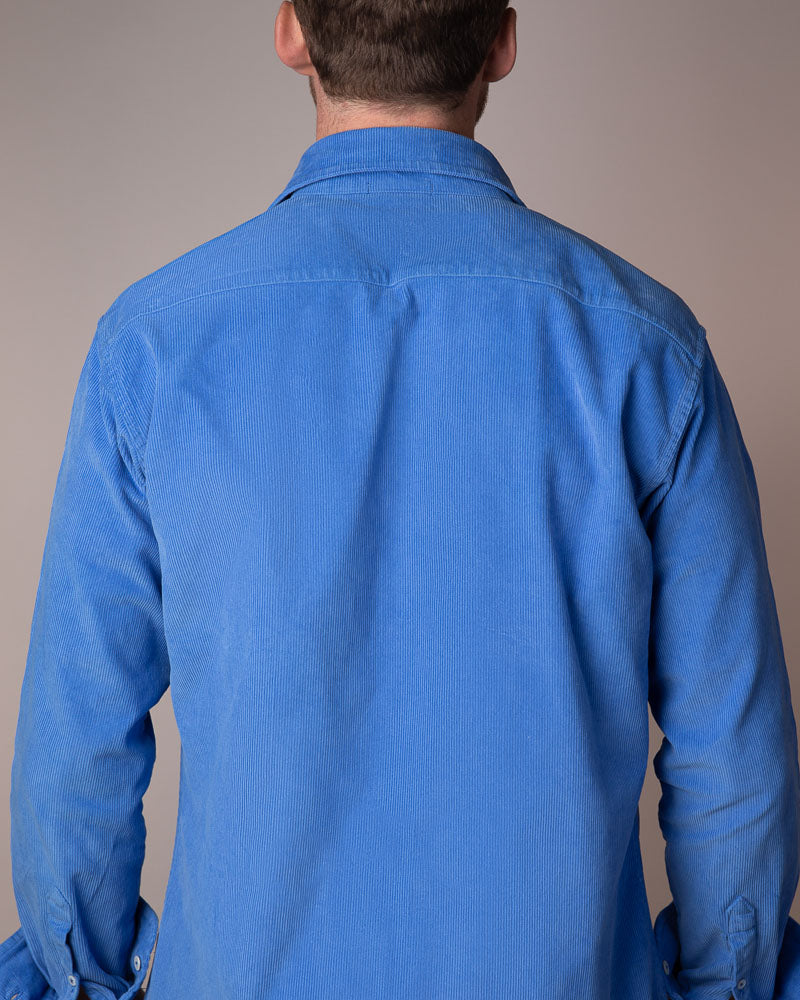 Cobalt Blue Regular Fit Corduroy Shirt